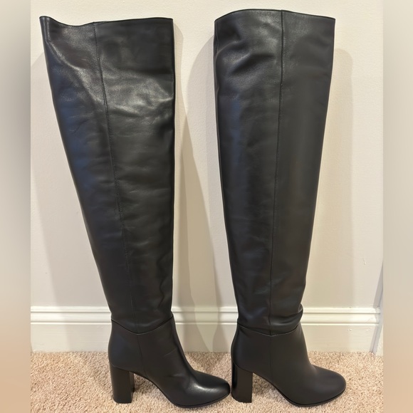 NWT Maje Over The Knee Fold Leather Boots Black - Picture 7 of 8